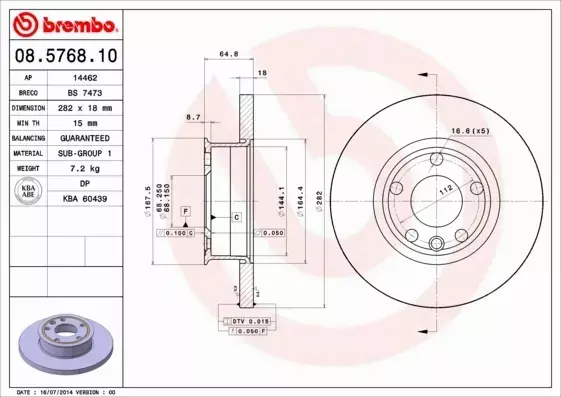 BREMBO TARCZE HAMULCOWE PRZÓD 08.5768.10 