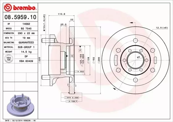 BREMBO TARCZE HAMULCOWE PRZÓD 08.5959.10 