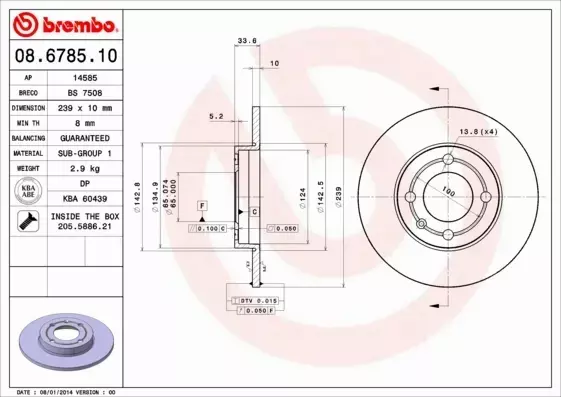 BREMBO TARCZE+KLOCKI PRZÓD SEAT AROSA 239MM 