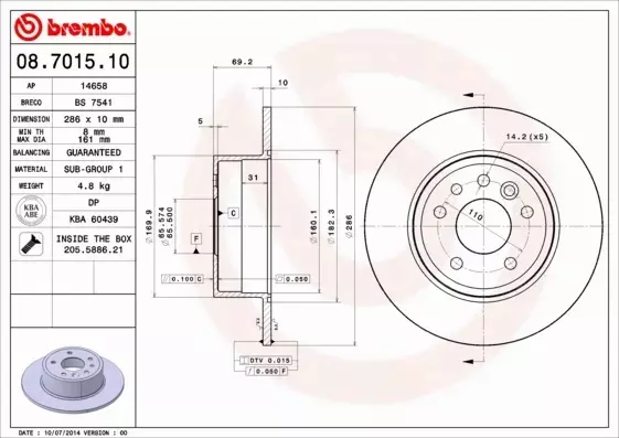 BREMBO TARCZE+KLOCKI TYŁ OPEL VECTRA B 286MM 