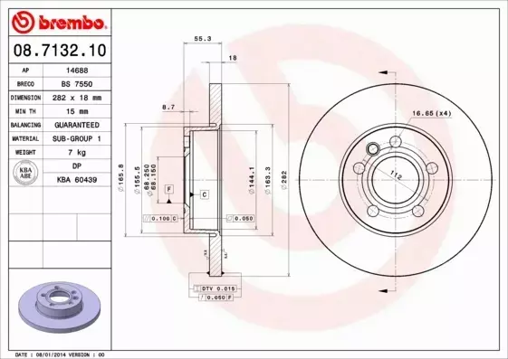 BREMBO TARCZE HAMULCOWE PRZÓD 08.7132.10 