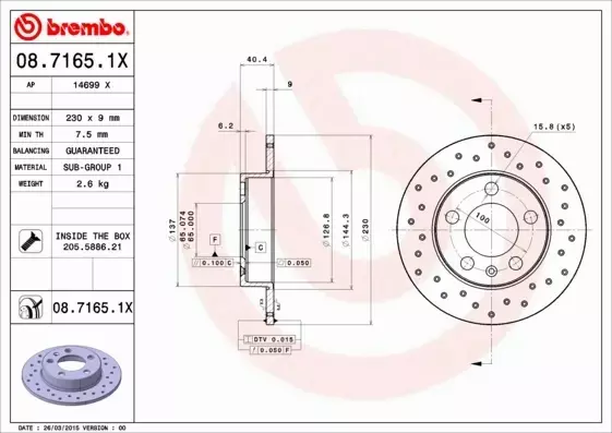 BREMBO TARCZE HAMULCOWE TYŁ AUDI A1 8X A2 8Z 230MM 