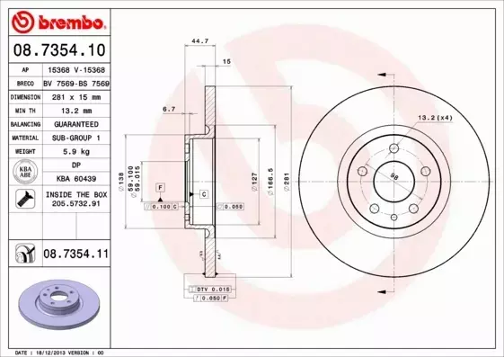 BREMBO TARCZE HAMULCOWE PRZÓD 08.7354.11 