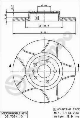 BREMBO TARCZE HAMULCOWE PRZÓD 08.7354.75 