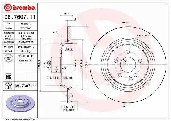 BREMBO TARCZE+KLOCKI T MERCEDES ML55 AMG W163 