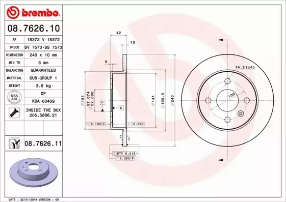 TARCZE BREMBO KLOCKI FERODO T OPEL ASTRA G 4ŚRUBY 