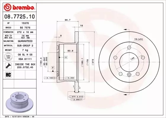 BREMBO TARCZE+KLOCKI TYŁ VW LT II 272MM 