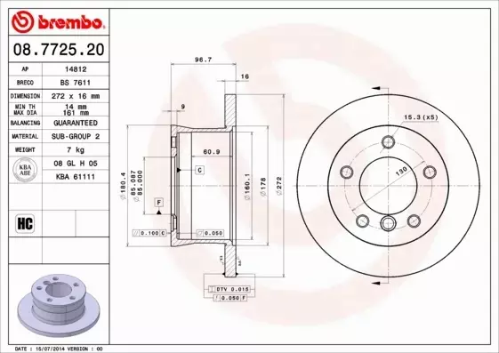 BREMBO TARCZE+KLOCKI TYŁ MERCEDES G W461 272MM 