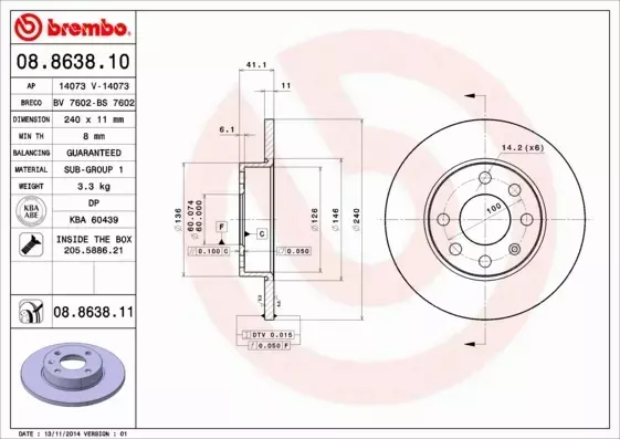 BREMBO TARCZE HAMULCOWE PRZÓD OPEL CORSA C 1.0 1.2 