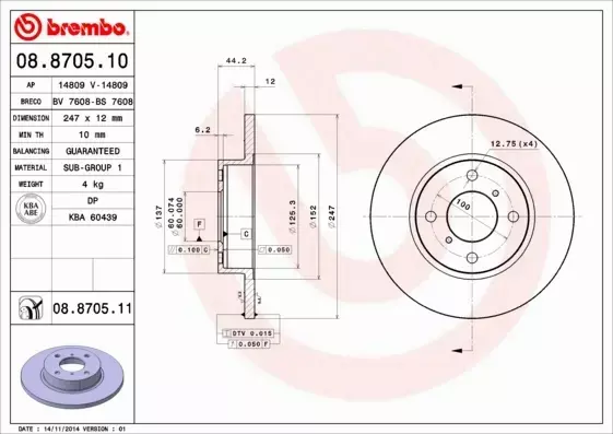 BREMBO TARCZE+KLOCKI PRZÓD OPEL AGILA A 247MM 