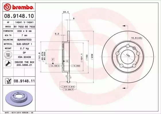 BREMBO TARCZE HAM TYŁ AUDI A3 8L TT 8N 239MM 