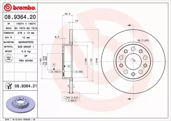 BREMBO TARCZE+KLOCKI T ALFA ROMEO 159 BRERA 278MM 