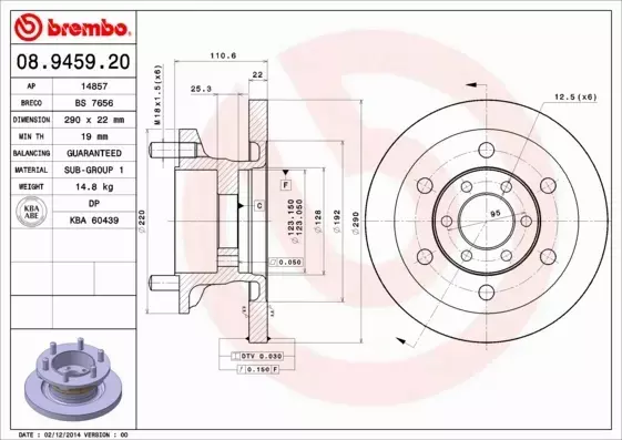 BREMBO TARCZE HAMULCOWE PRZÓD 08.9459.20 