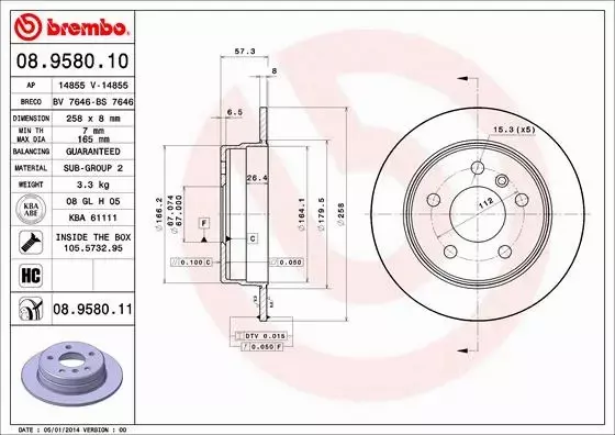 BREMBO TARCZE+KLOCKI TYŁ MERCEDES A W169 258MM 