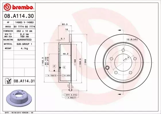 BREMBO TARCZE+KLOCKI TYŁ JEEP PATRIOT 262MM 