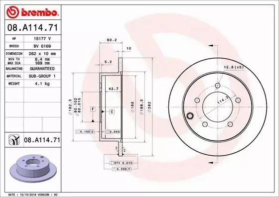 BREMBO TARCZE+KLOCKI TYŁ LANCER VIII 262MM 