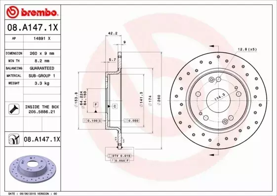 BREMBO XTRA TARCZE+KLOCKI TYŁ HONDA CIVIC VIII 