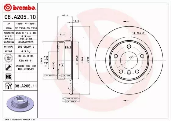 TARCZE BREMBO KLOCKI FERODO T BMW 3 E90 E87 296mm 