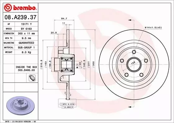 BREMBO TARCZE+KLOCKI TYŁ RENAULT VEL SATIS 300MM 