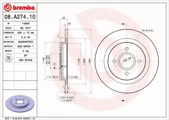 BREMBO TARCZE+KLOCKI TYŁ FORD FOCUS MK1 I 280MM 