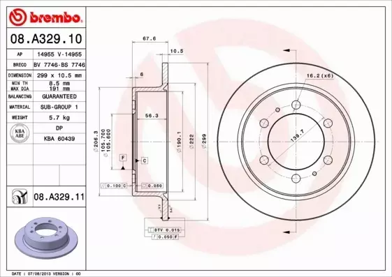 BREMBO TARCZE+KLOCKI T SSANGYONG KORANDO KJ 299MM 