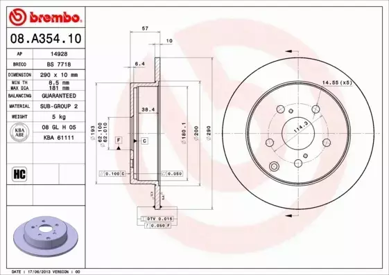 BREMBO TARCZE+KLOCKI P+T TOYOTA COROLLA VERSO 295MM 