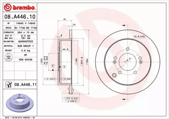 BREMBO TARCZE+KLOCKI TYŁ HYUNDAI ix35 284MM 