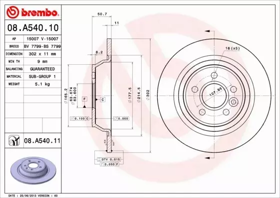 BREMBO TARCZE+KLOCKI T RANGE ROVER EVOQUE I 302MM 