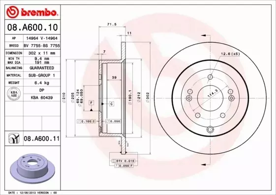 BREMBO Tarcza hamulcowa 08.A600.10 