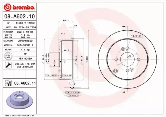 BREMBO TARCZE+KLOCKI TYŁ HYUNDAI ACCENT III 262MM 