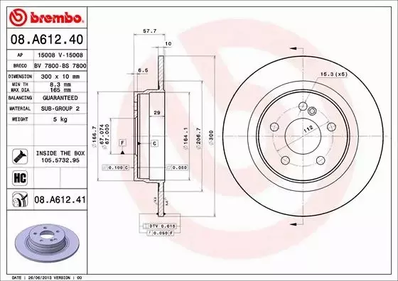  BREMBO TARCZE+KLOCKI TYŁ MERCEDES C W204 300MM 