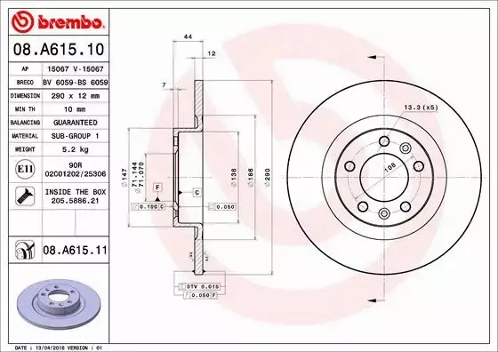  BREMBO TARCZE+KLOCKI P+T PEUGEOT 508 283MM 