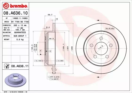 BREMBO TARCZE+KLOCKI TYŁ JEEP CHEROKEE KJ 285MM 