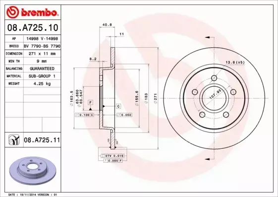 BREMBO TARCZE+KLOCKI P+T FORD FOCUS MK3 278MM 