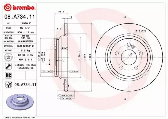  BREMBO TARCZE+KLOCKI TYŁ MERCEDES S W221 300MM 