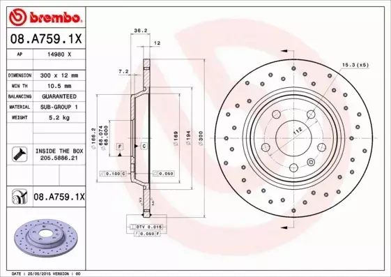 BREMBO XTRA TARCZE+KLOCKI TYŁ AUDI A4 B8 300MM 