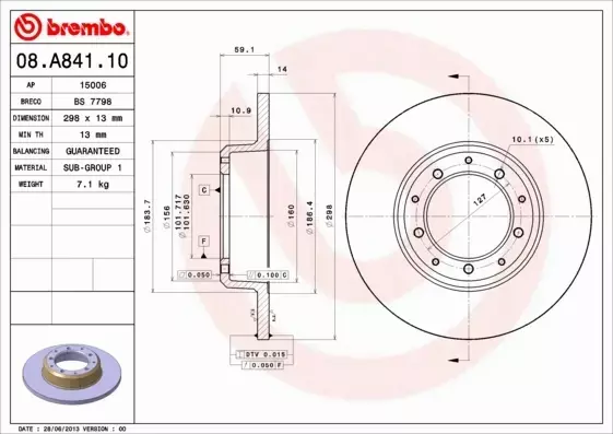 BREMBO TARCZE HAMULCOWE TYŁ 08.A841.10 