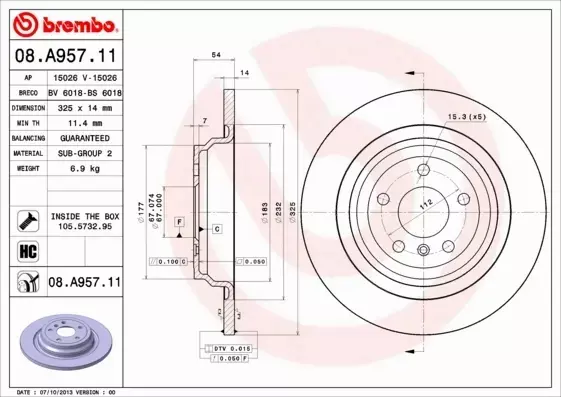 BREMBO TARCZE+KLOCKI TYŁ MERCEDES M W166 325MM 