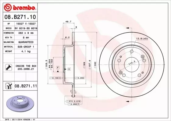 BREMBO TARCZE+KLOCKI T HONDA ACCORD VIII MT 282MM 