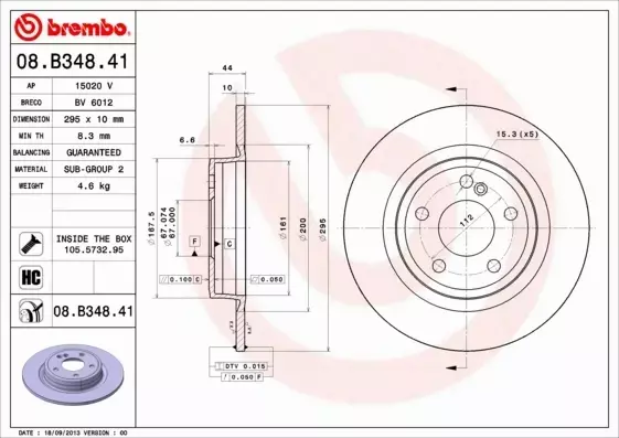  BREMBO TARCZE+KLOCKI TYŁ MERCEDES CLA C117 295MM 