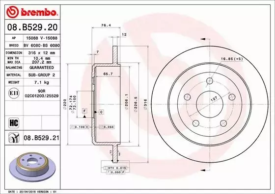 BREMBO TARCZE+KLOCKI TYŁ JEEP WRANGLER III 316MM 