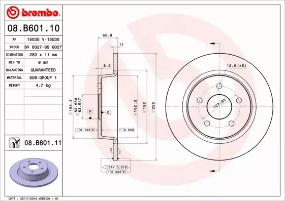 BREMBO TARCZE+KLOCKI T FORD C-MAX MK2 II 280MM 