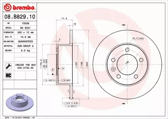 BREMBO TARCZE+KLOCKI TYŁ RENAULT MASTER III 305MM 