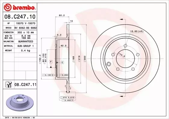 BREMBO TARCZE+KLOCKI TYŁ PEUGEOT 4007 4008 302MM 