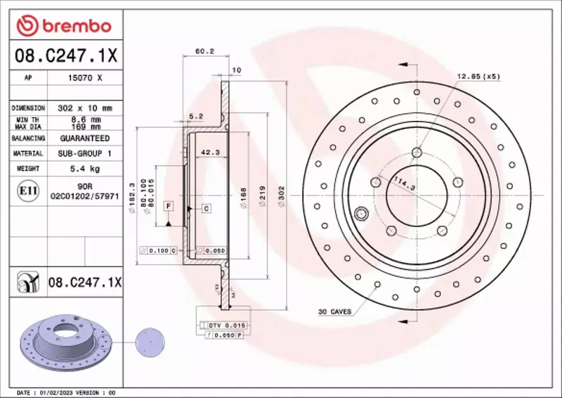 BREMBO TARCZA HAMULCOWA 08.C247.1X 