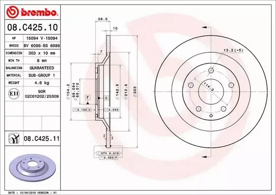 BREMBO TARCZE+KLOCKI TYŁ MAZDA CX-5 KE KF 303MM 