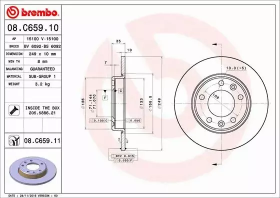  BREMBO TARCZE+KLOCKI P+T PEUGEOT 308 II 266MM 