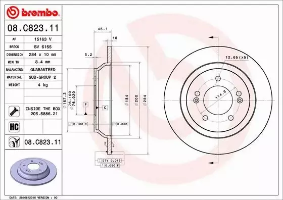 BREMBO TARCZE HAMULCOWE 08.C823.11 