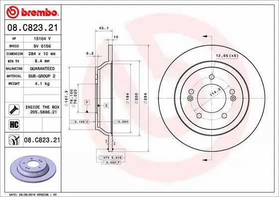 BREMBO TARCZE+KLOCKI TYŁ KIA SOUL II 284MM 