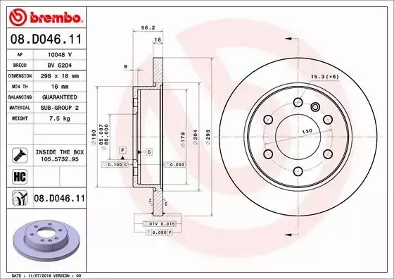 BREMBO Tarcza hamulcowa 08.D046.11 